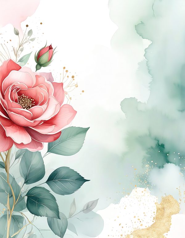 Red Roses Watercolor Paper: Scrapbook Backgrounds, Commercial Use (10 JPGs Digital Download) — image 3