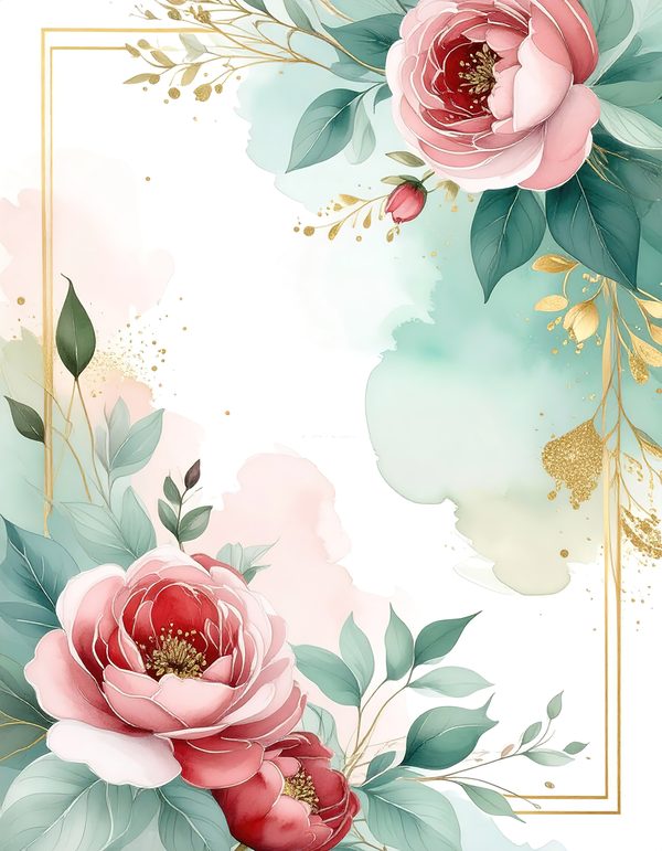 Red Roses Watercolor Paper: Scrapbook Backgrounds, Commercial Use (10 JPGs Digital Download) — image 5