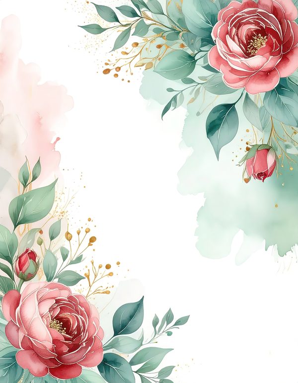 Red Roses Watercolor Paper: Scrapbook Backgrounds, Commercial Use (10 JPGs Digital Download) — image 6