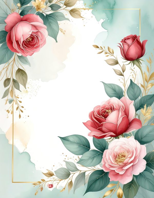 Red Roses Watercolor Paper: Scrapbook Backgrounds, Commercial Use (10 JPGs Digital Download) — image 7