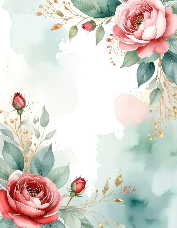 Red Roses Watercolor Paper: Scrapbook Backgrounds, Commercial Use (10 JPGs Digital Download) — image 8