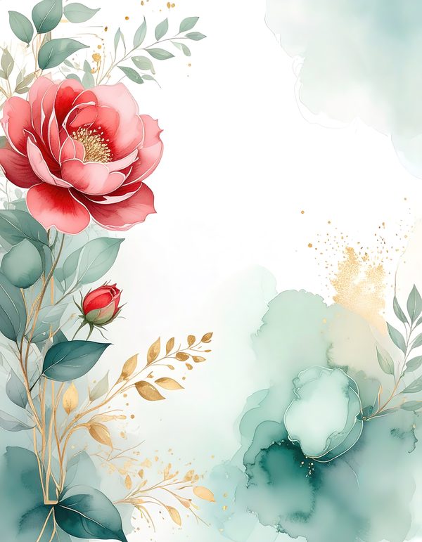 Red Roses Watercolor Paper: Scrapbook Backgrounds, Commercial Use (10 JPGs Digital Download) — image 9