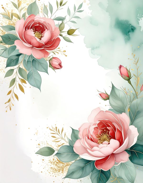 Red Roses Watercolor Paper: Scrapbook Backgrounds, Commercial Use (10 JPGs Digital Download) — image 11