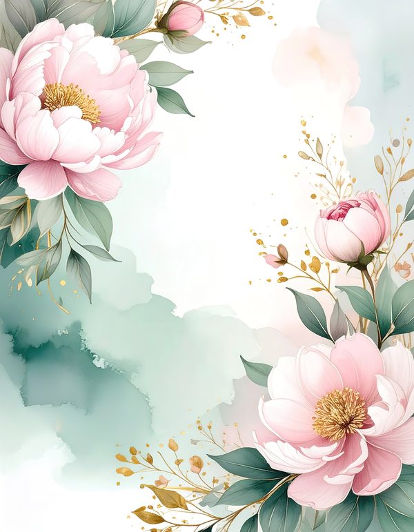 Pink Peonies Digital Paper: Artistic Watercolor Scrapbook Backgrounds (10 JPGs) Commercial Use — image 1