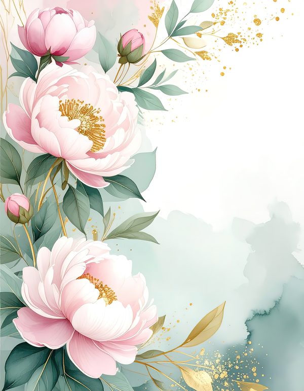 Pink Peonies Digital Paper: Artistic Watercolor Scrapbook Backgrounds (10 JPGs) Commercial Use — image 2