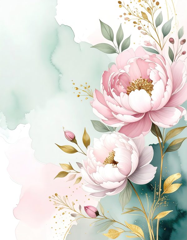 Pink Peonies Digital Paper: Artistic Watercolor Scrapbook Backgrounds (10 JPGs) Commercial Use — image 3