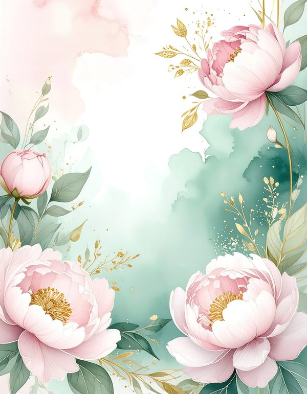 Pink Peonies Digital Paper: Artistic Watercolor Scrapbook Backgrounds (10 JPGs) Commercial Use — image 4