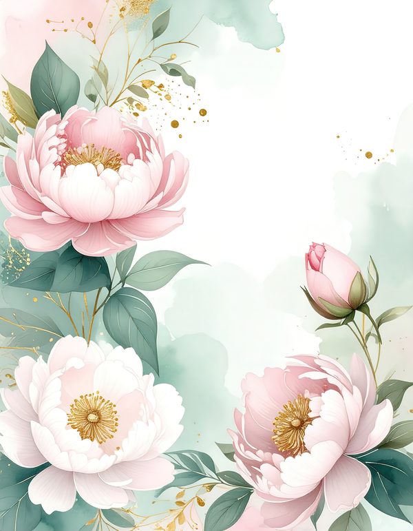 Pink Peonies Digital Paper: Artistic Watercolor Scrapbook Backgrounds (10 JPGs) Commercial Use — image 5