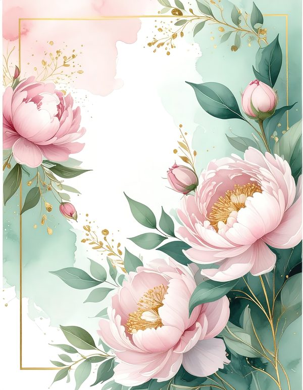 Pink Peonies Digital Paper: Artistic Watercolor Scrapbook Backgrounds (10 JPGs) Commercial Use — image 6
