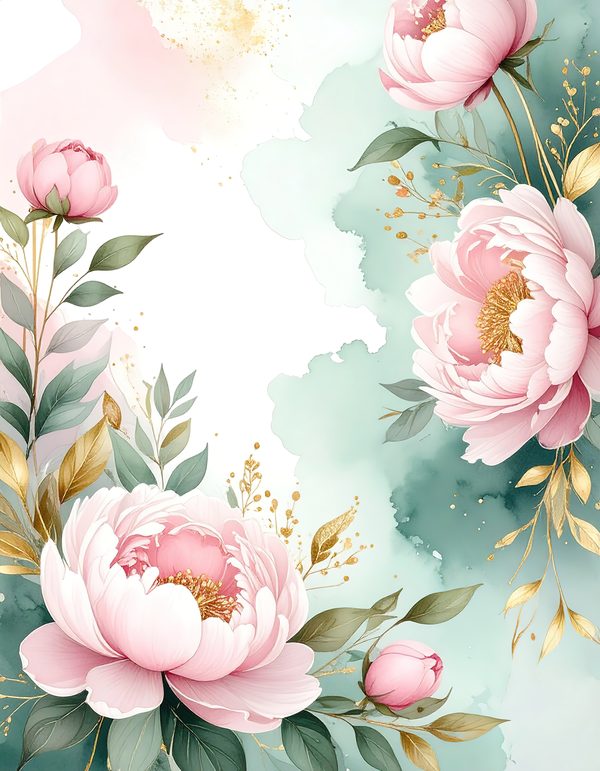 Pink Peonies Digital Paper: Artistic Watercolor Scrapbook Backgrounds (10 JPGs) Commercial Use — image 7