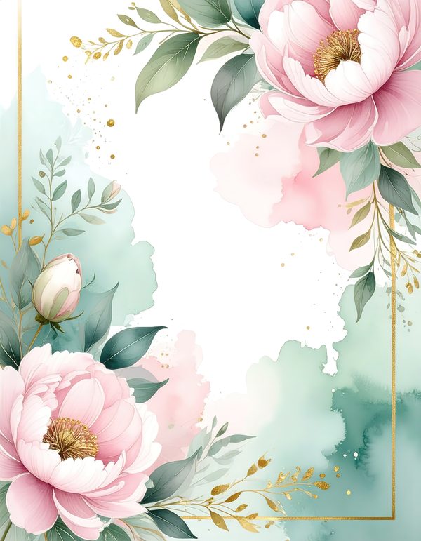 Pink Peonies Digital Paper: Artistic Watercolor Scrapbook Backgrounds (10 JPGs) Commercial Use — image 8
