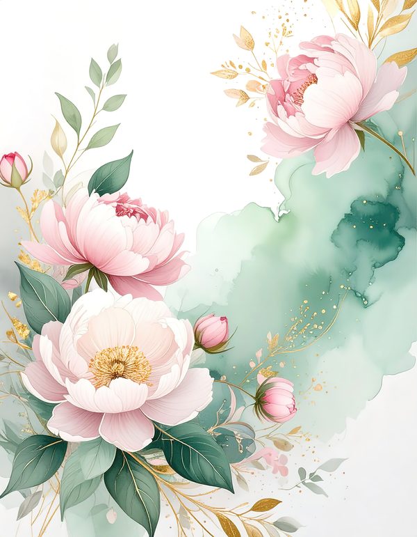 Pink Peonies Digital Paper: Artistic Watercolor Scrapbook Backgrounds (10 JPGs) Commercial Use — image 9