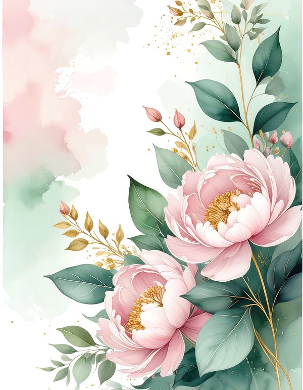 Pink Peonies Digital Paper: Artistic Watercolor Scrapbook Backgrounds (10 JPGs) Commercial Use — image 10