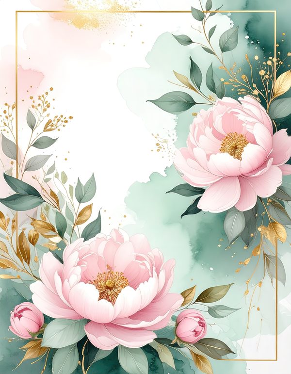 Pink Peonies Digital Paper: Artistic Watercolor Scrapbook Backgrounds (10 JPGs) Commercial Use — image 11