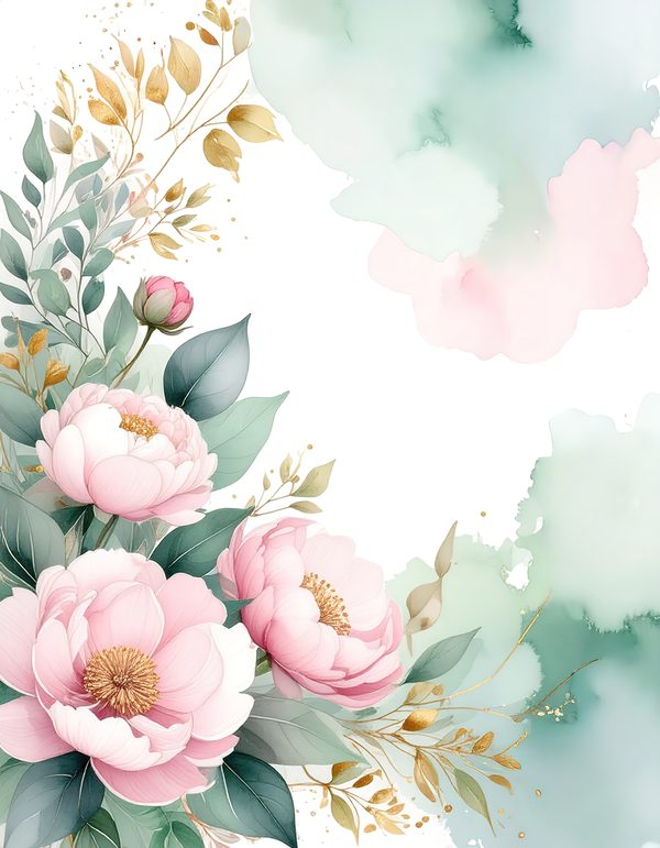 Pink Peonies Digital Paper: Artistic Watercolor Scrapbook Backgrounds (10 JPGs) Commercial Use — image 12