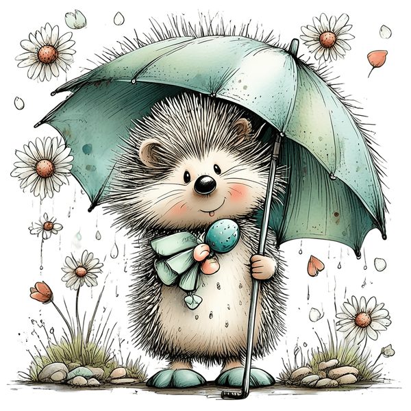 45 Whimsical Hedgehog Clipart Bundle - Watercolor Sketch Style - PNG - Commercial Use — image 1