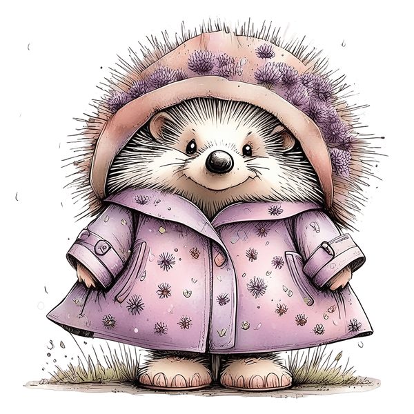 45 Whimsical Hedgehog Clipart Bundle - Watercolor Sketch Style - PNG - Commercial Use — image 2
