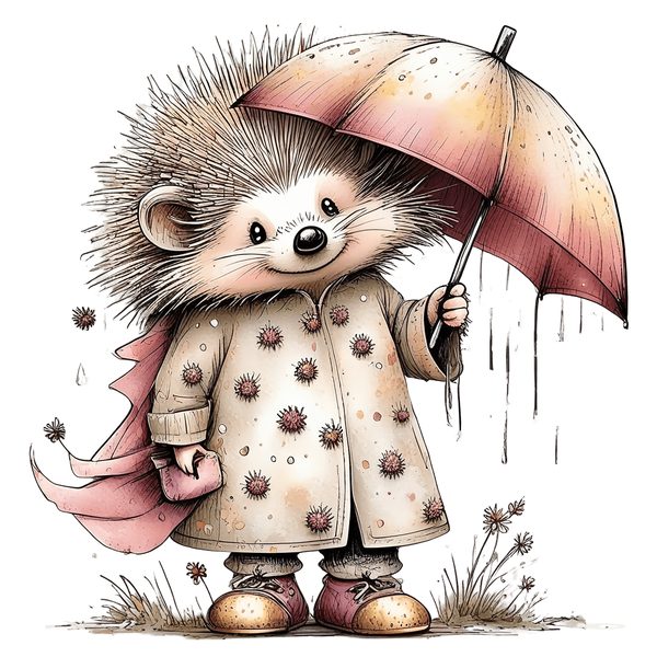 45 Whimsical Hedgehog Clipart Bundle - Watercolor Sketch Style - PNG - Commercial Use — image 3
