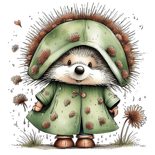 45 Whimsical Hedgehog Clipart Bundle - Watercolor Sketch Style - PNG - Commercial Use — image 4