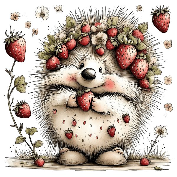45 Whimsical Hedgehog Clipart Bundle - Watercolor Sketch Style - PNG - Commercial Use — image 6
