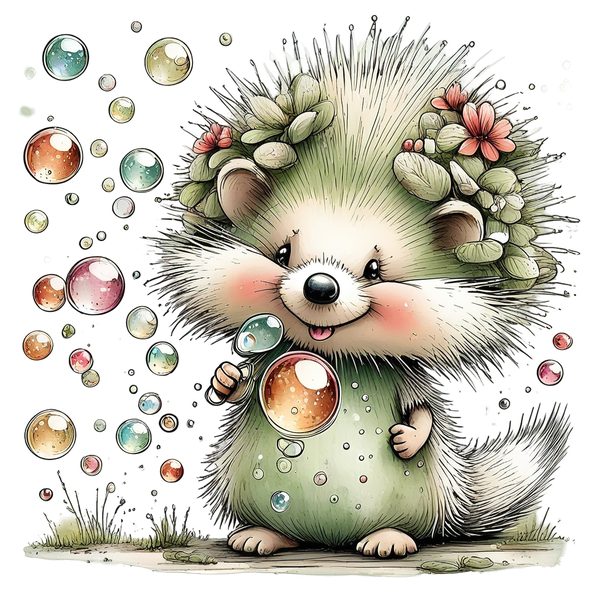 45 Whimsical Hedgehog Clipart Bundle - Watercolor Sketch Style - PNG - Commercial Use — image 8