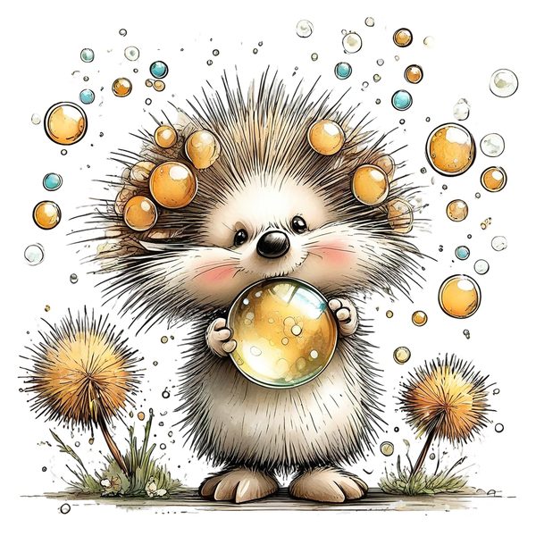 45 Whimsical Hedgehog Clipart Bundle - Watercolor Sketch Style - PNG - Commercial Use — image 9