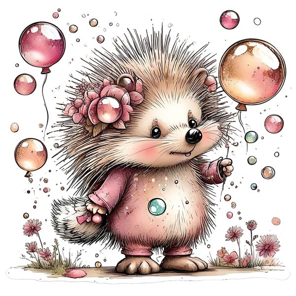 45 Whimsical Hedgehog Clipart Bundle - Watercolor Sketch Style - PNG - Commercial Use — image 10