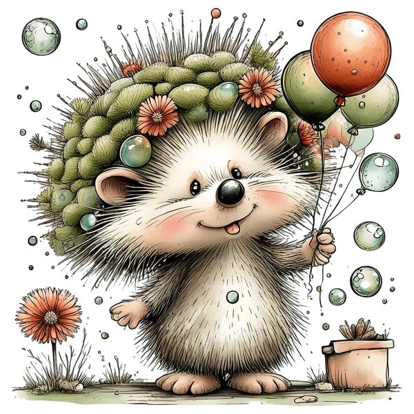 45 Whimsical Hedgehog Clipart Bundle - Watercolor Sketch Style - PNG - Commercial Use — image 11