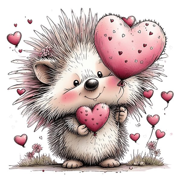 45 Whimsical Hedgehog Clipart Bundle - Watercolor Sketch Style - PNG - Commercial Use — image 14