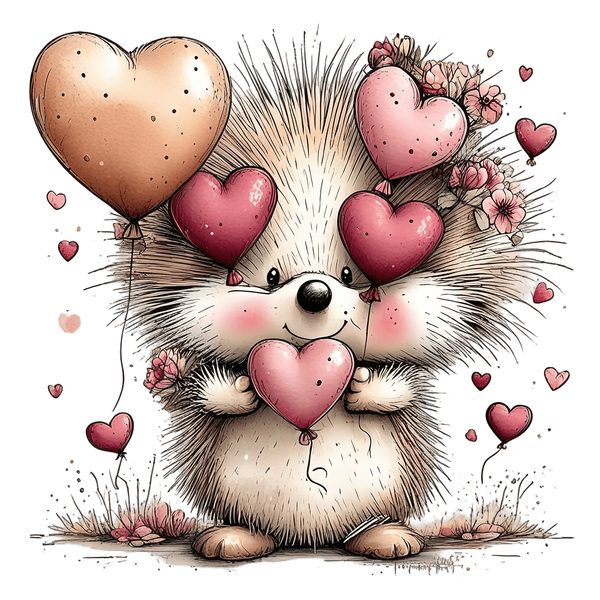 45 Whimsical Hedgehog Clipart Bundle - Watercolor Sketch Style - PNG - Commercial Use — image 17
