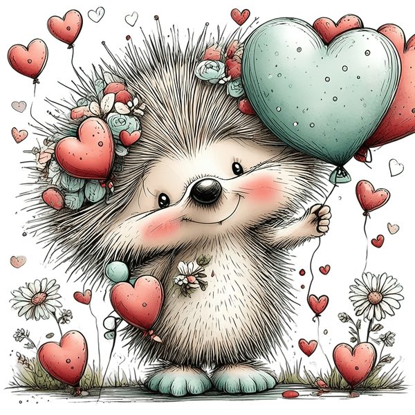 45 Whimsical Hedgehog Clipart Bundle - Watercolor Sketch Style - PNG - Commercial Use — image 18