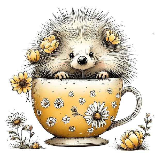 45 Whimsical Hedgehog Clipart Bundle - Watercolor Sketch Style - PNG - Commercial Use — image 22