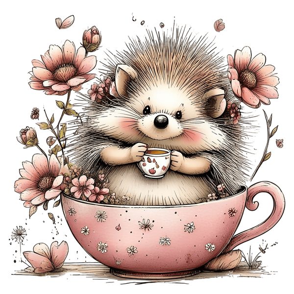 45 Whimsical Hedgehog Clipart Bundle - Watercolor Sketch Style - PNG - Commercial Use — image 23