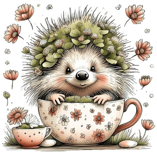 45 Whimsical Hedgehog Clipart Bundle - Watercolor Sketch Style - PNG - Commercial Use — image 24