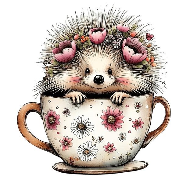 45 Whimsical Hedgehog Clipart Bundle - Watercolor Sketch Style - PNG - Commercial Use — image 25
