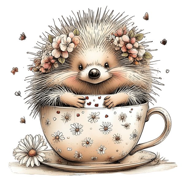 45 Whimsical Hedgehog Clipart Bundle - Watercolor Sketch Style - PNG - Commercial Use — image 26