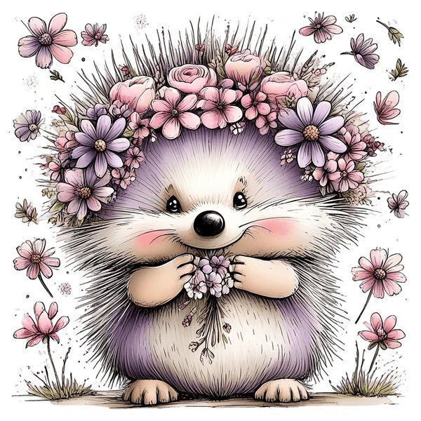 45 Whimsical Hedgehog Clipart Bundle - Watercolor Sketch Style - PNG - Commercial Use — image 27