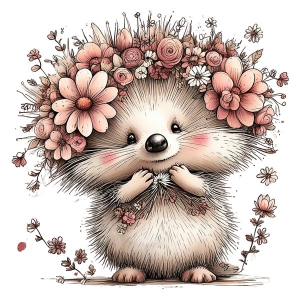 45 Whimsical Hedgehog Clipart Bundle - Watercolor Sketch Style - PNG - Commercial Use — image 28