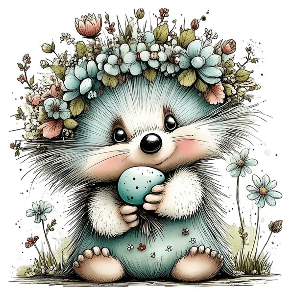 45 Whimsical Hedgehog Clipart Bundle - Watercolor Sketch Style - PNG - Commercial Use — image 29