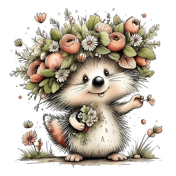 45 Whimsical Hedgehog Clipart Bundle - Watercolor Sketch Style - PNG - Commercial Use — image 30