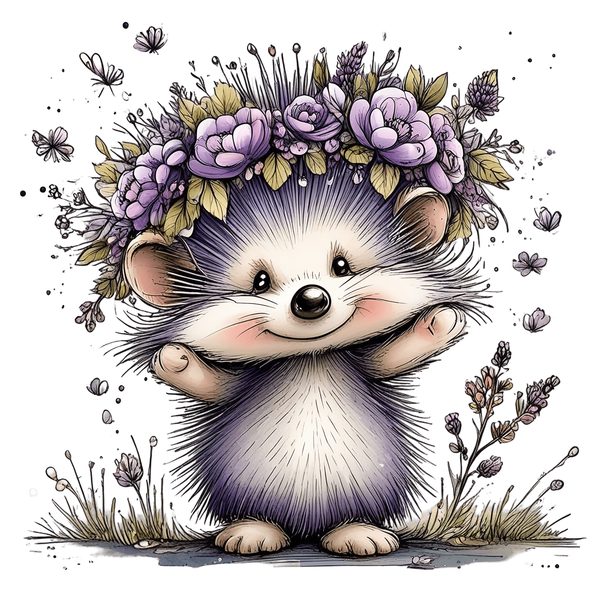 45 Whimsical Hedgehog Clipart Bundle - Watercolor Sketch Style - PNG - Commercial Use — image 31