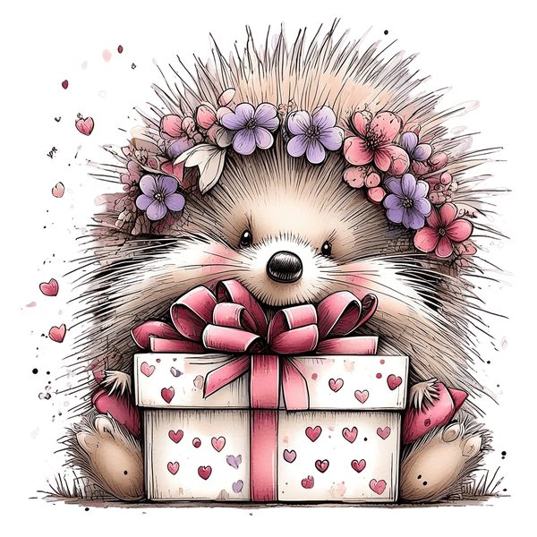 45 Whimsical Hedgehog Clipart Bundle - Watercolor Sketch Style - PNG - Commercial Use — image 32