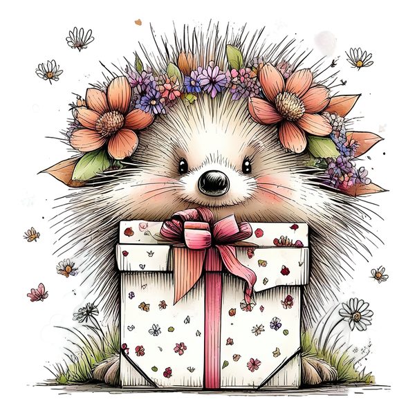 45 Whimsical Hedgehog Clipart Bundle - Watercolor Sketch Style - PNG - Commercial Use — image 35