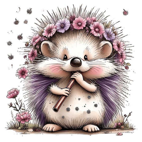 45 Whimsical Hedgehog Clipart Bundle - Watercolor Sketch Style - PNG - Commercial Use — image 37