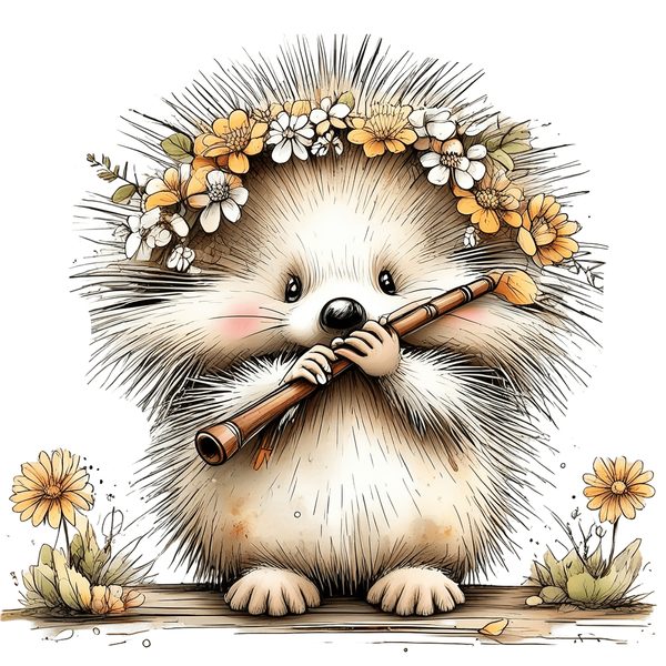 45 Whimsical Hedgehog Clipart Bundle - Watercolor Sketch Style - PNG - Commercial Use — image 39