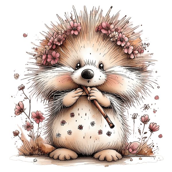 45 Whimsical Hedgehog Clipart Bundle - Watercolor Sketch Style - PNG - Commercial Use — image 40