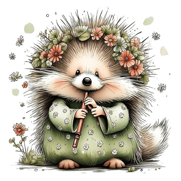 45 Whimsical Hedgehog Clipart Bundle - Watercolor Sketch Style - PNG - Commercial Use — image 41