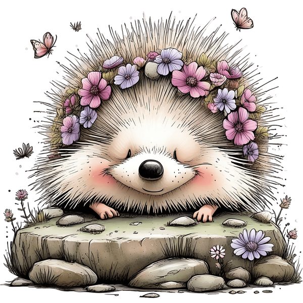 45 Whimsical Hedgehog Clipart Bundle - Watercolor Sketch Style - PNG - Commercial Use — image 43