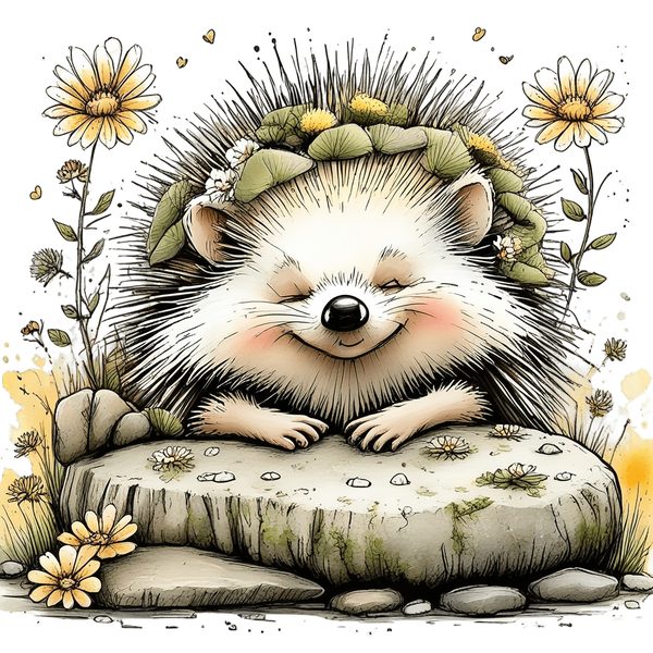 45 Whimsical Hedgehog Clipart Bundle - Watercolor Sketch Style - PNG - Commercial Use — image 44