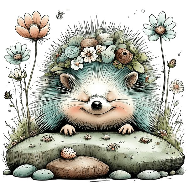 45 Whimsical Hedgehog Clipart Bundle - Watercolor Sketch Style - PNG - Commercial Use — image 45